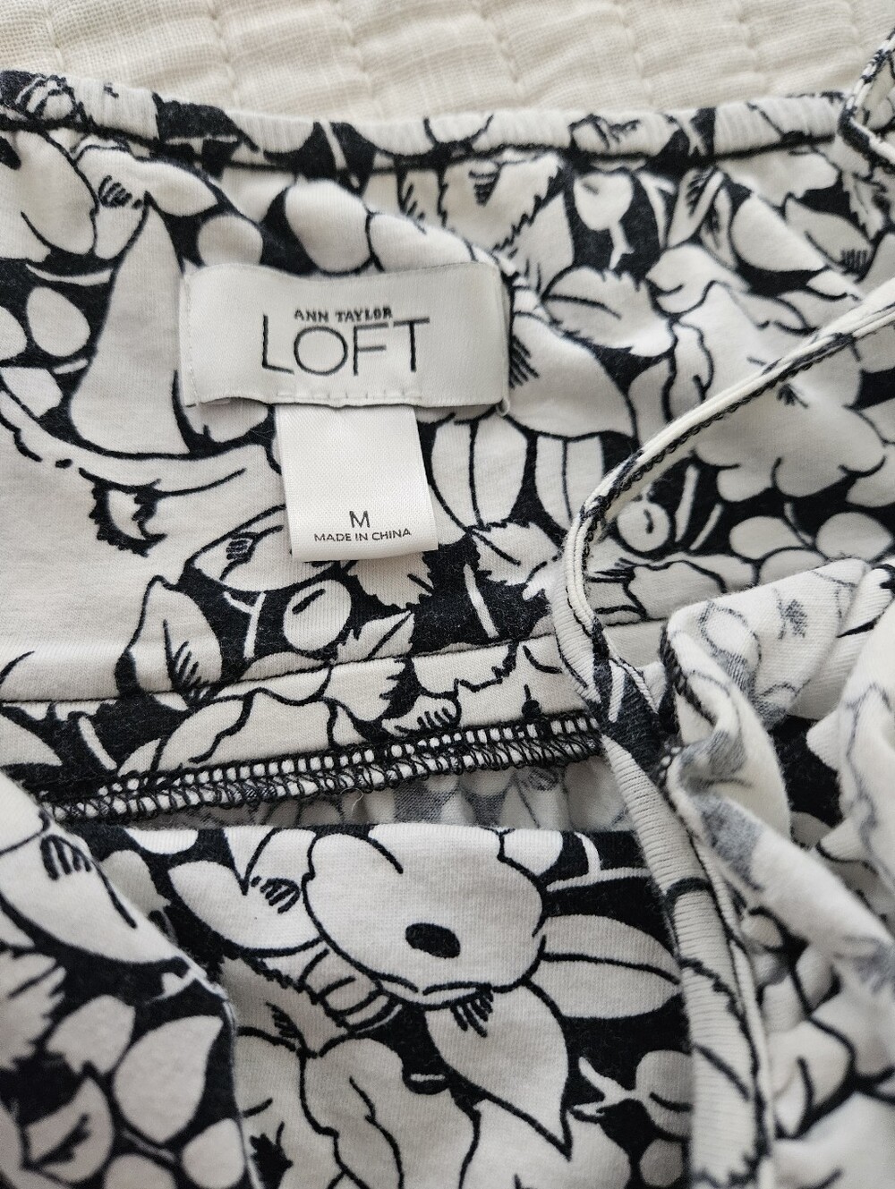 Ann Taylor Loft Black & White Floral With Ruffel At Top Slip Dress T- Straps-Med - Picture 5 of 7